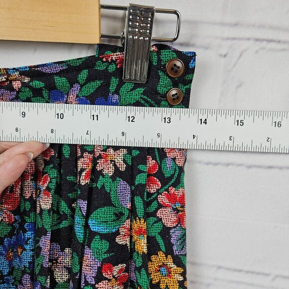 Rafaella Floral Maxi Skirt Pleated Womens 8 Rayon Wool Blend Button Multicolor - Picture 11 of 12